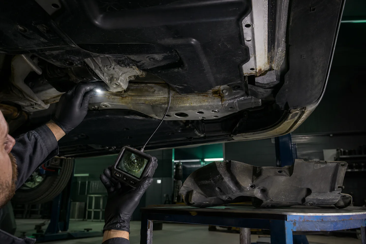Осмотр скрытых зон днища Chevrolet после частичной разборки